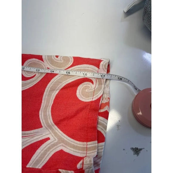 JM Collection Petite Womens L Cream Paisley V Neck  Linen Blouse - Picture 8 of 10